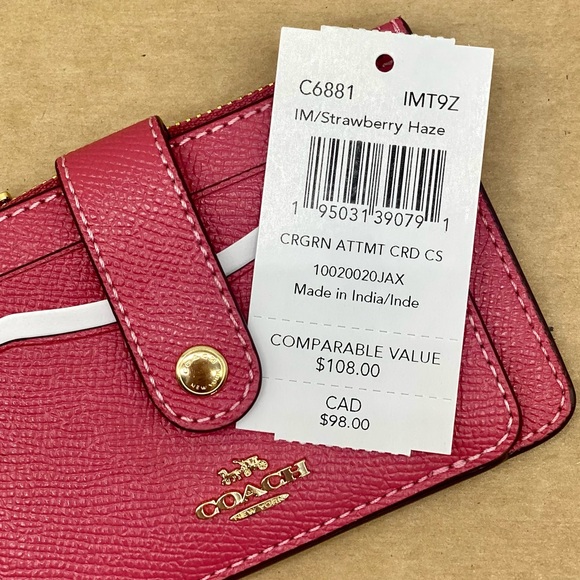 Coach Rose Card Holder with Key Ring Pink - Picture 9 of 12